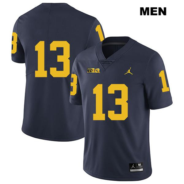 Men's NCAA Michigan Wolverines Tru Wilson #13 No Name Navy Jordan Brand Authentic Stitched Legend Football College Jersey PH25L77YX